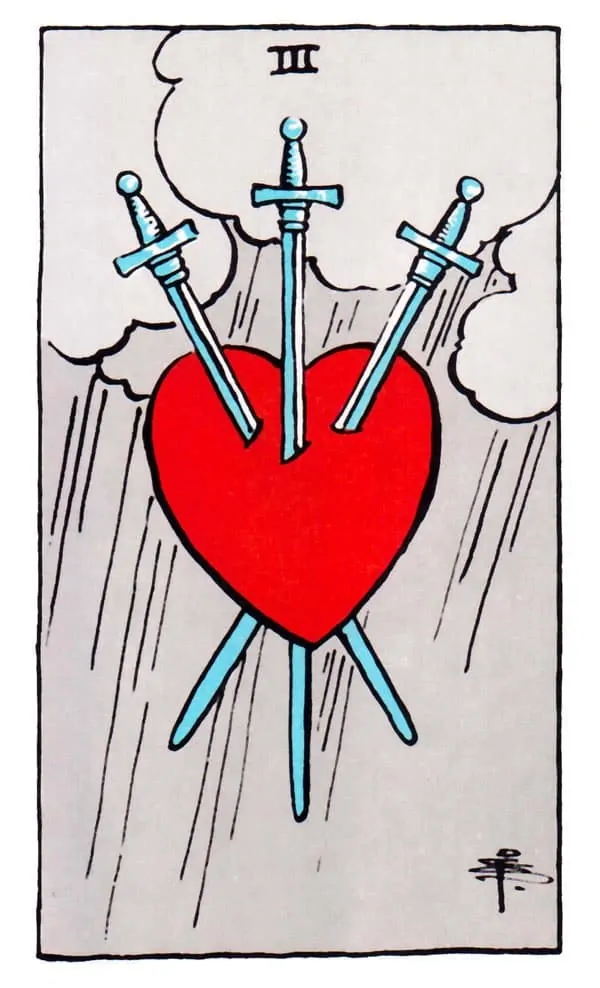 तलवारीचे तीन टॅरो: प्रेम, आरोग्य, पैसा आणि अधिक