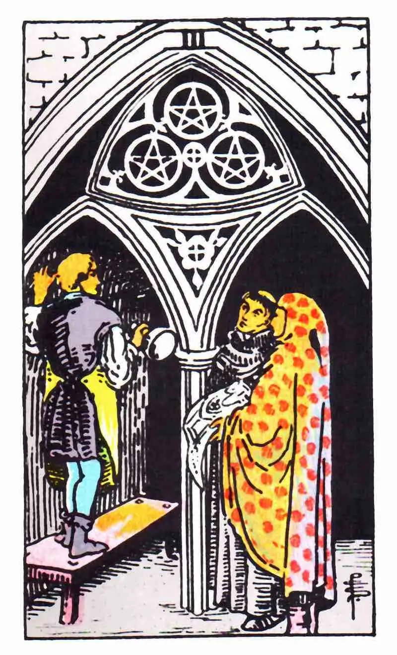 Három Pentacles Tarot kártya jelentése